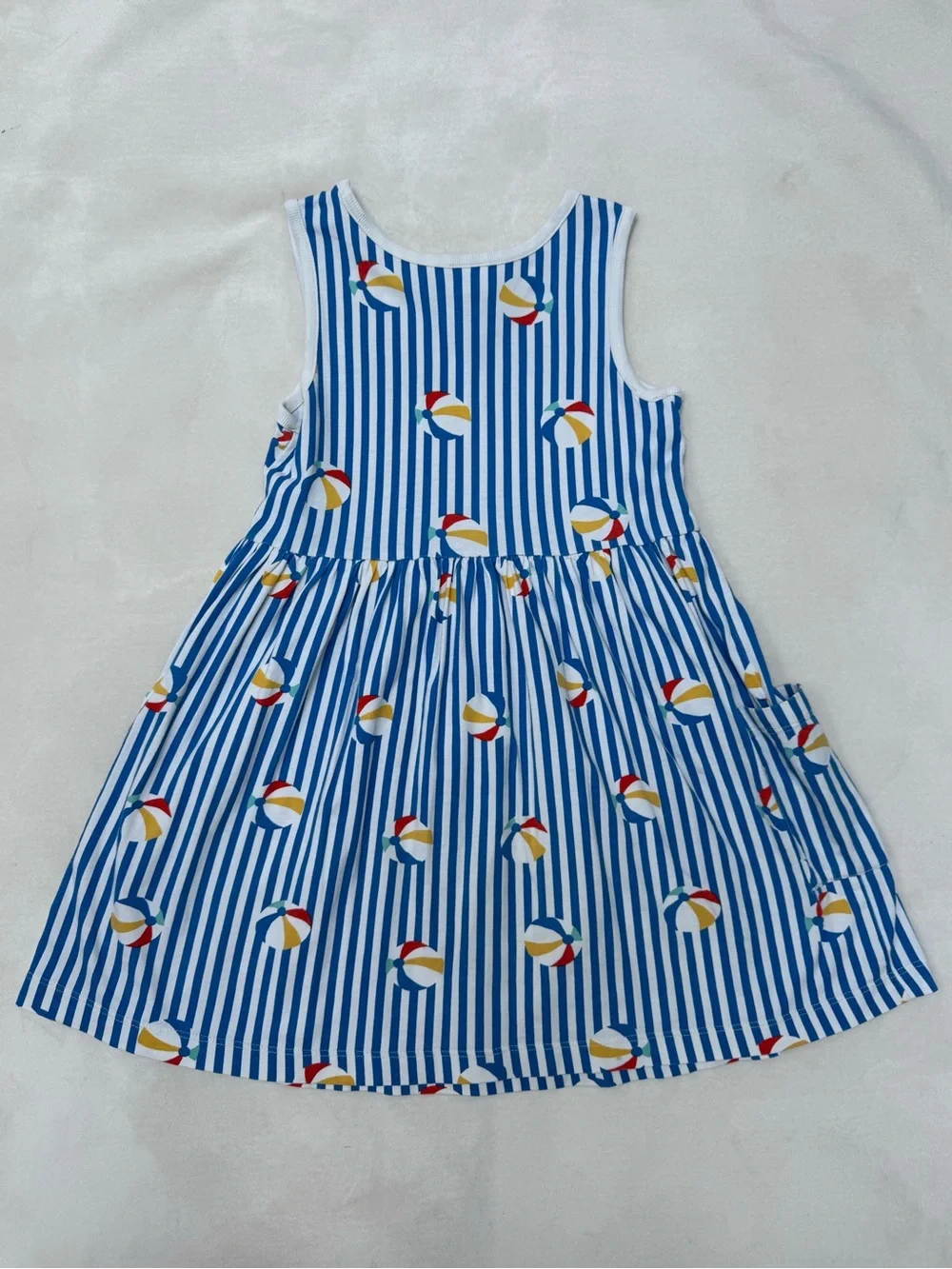 Hanna Andersson sleeveless print pocket dress - beach balls print, size 6-7